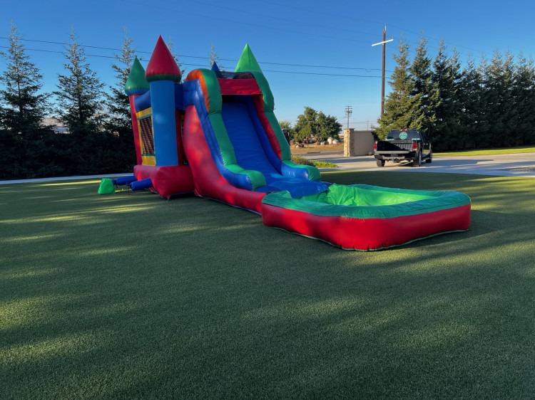 #222 GREEN RED BLUE COMBO WATERSLIDE WITH POOL ATTACHED