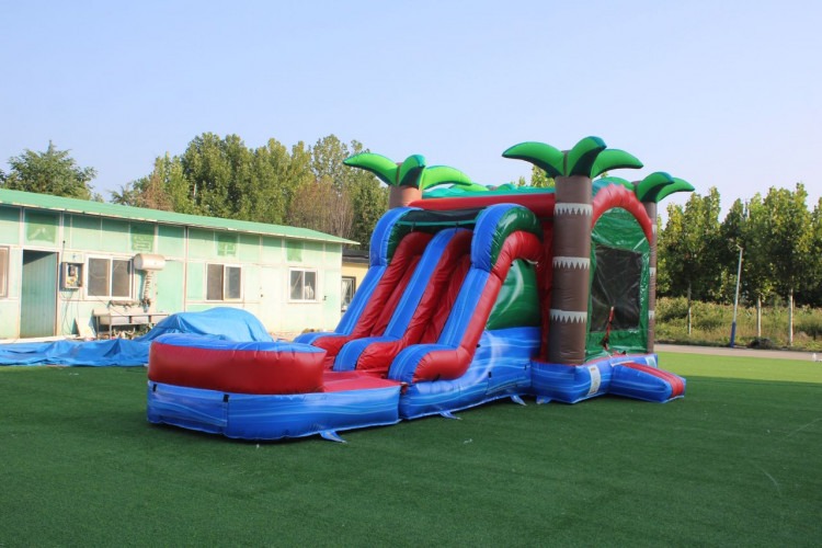 North Shore Combo Duel lane waterslide with Basketball Hoop